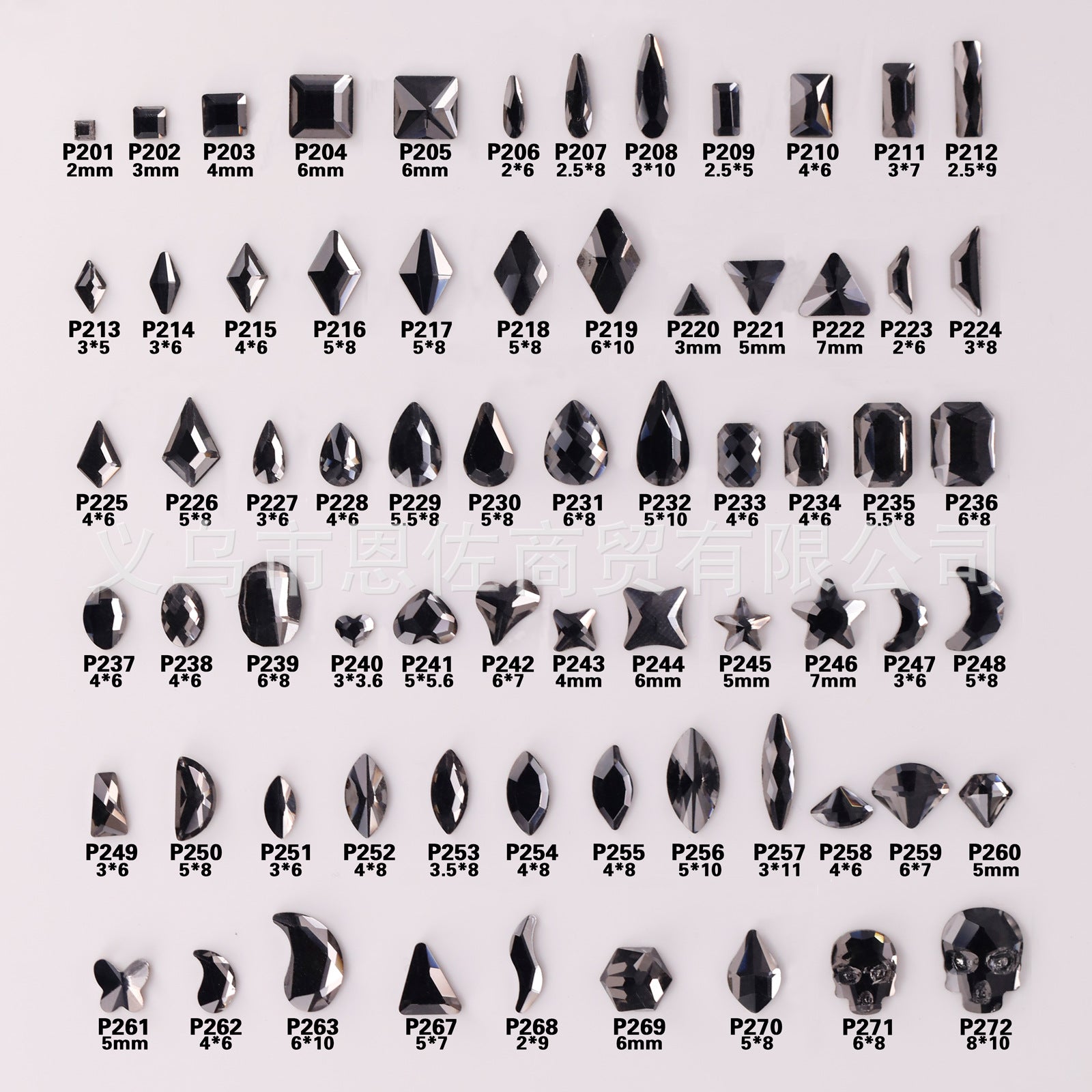 Factory Direct Cross-Border Luxury Sparkling Clear Black Gray Gold Base Flatback Shaped Glass Crystal Nail Art Rhinestones