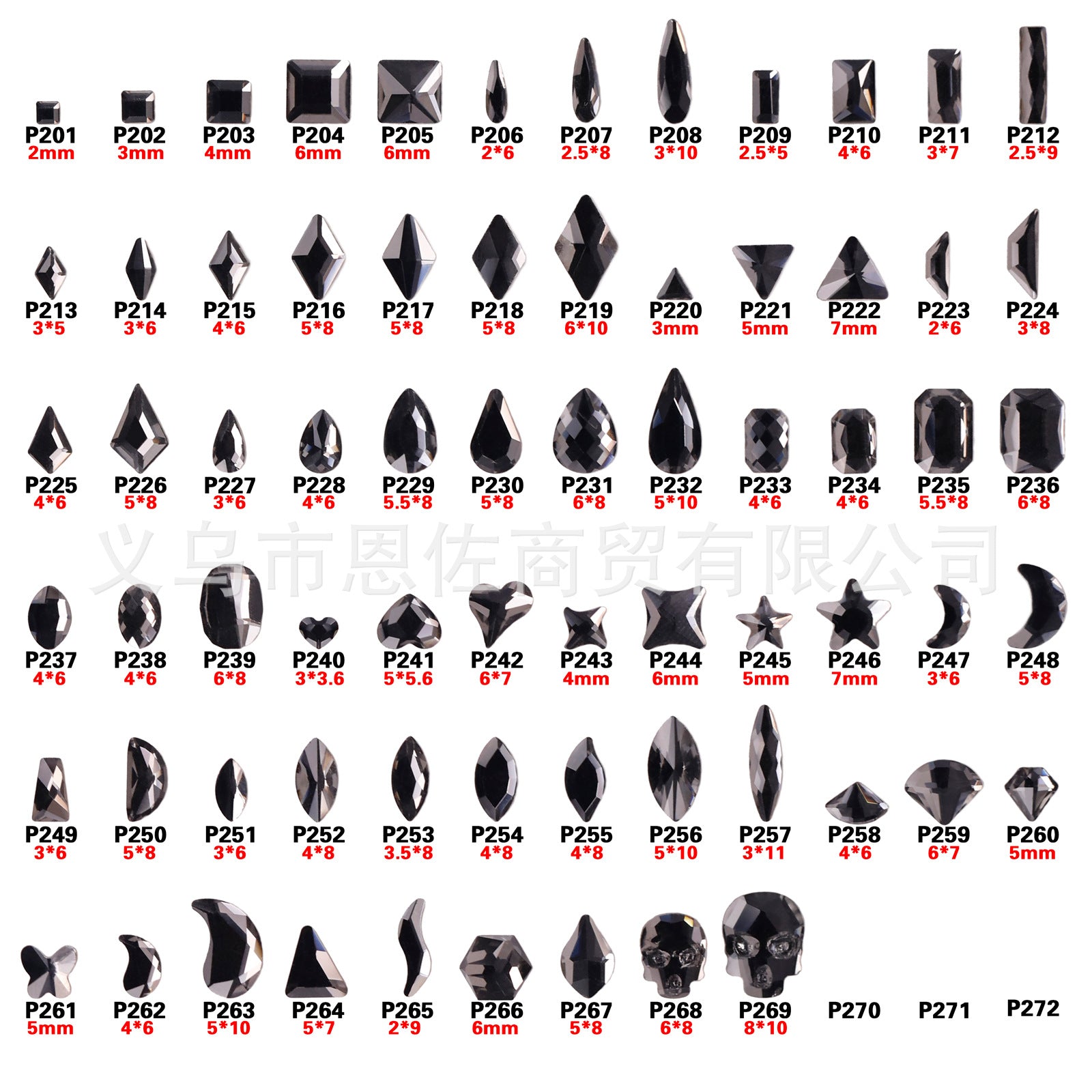 Factory Direct Cross-Border Luxury Sparkling Clear Black Gray Gold Base Flatback Shaped Glass Crystal Nail Art Rhinestones