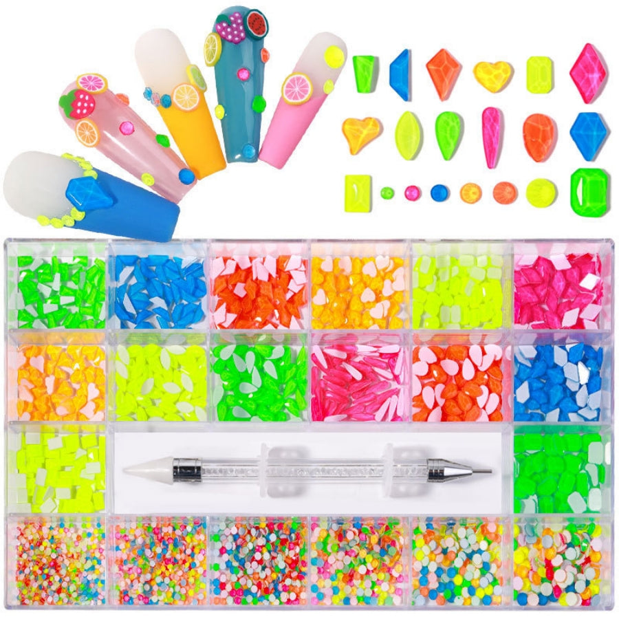 21 Grids Nail Rhinestones Set