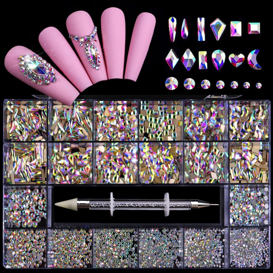 21 Grids Nail Rhinestones Set