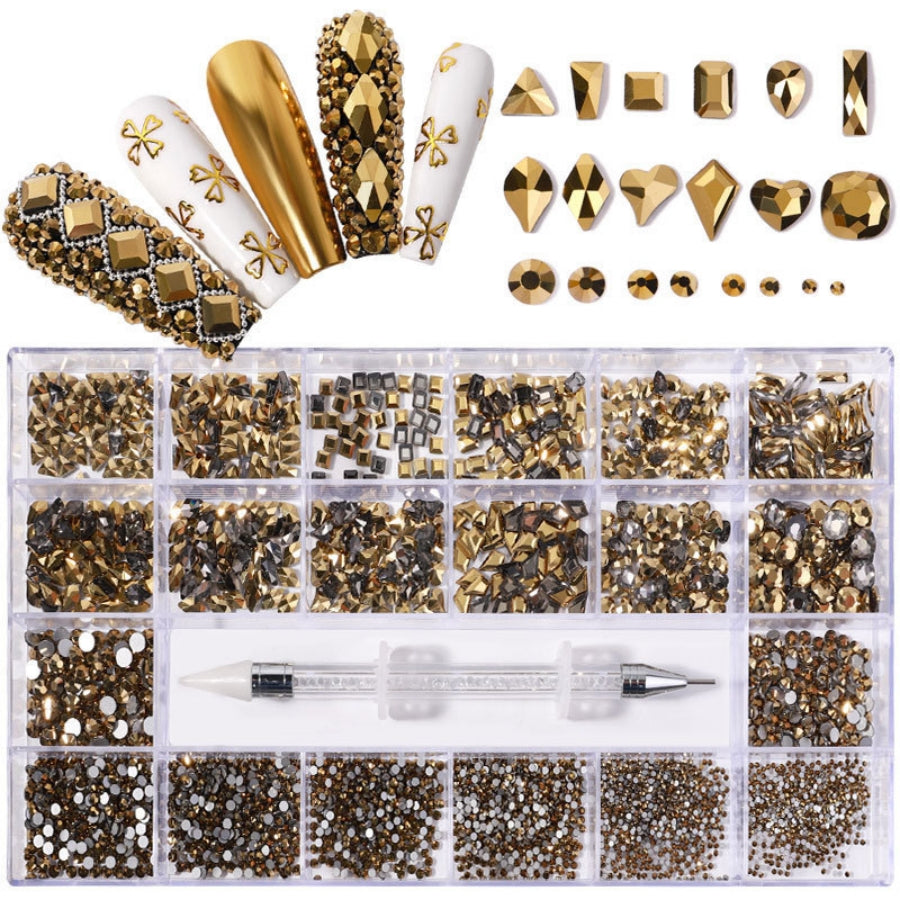 21 Grids Nail Rhinestones Set