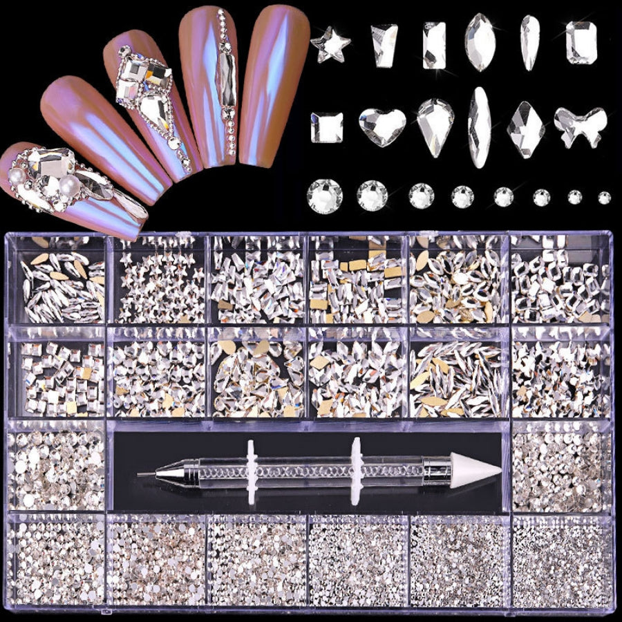 21 Grids Nail Rhinestones Set