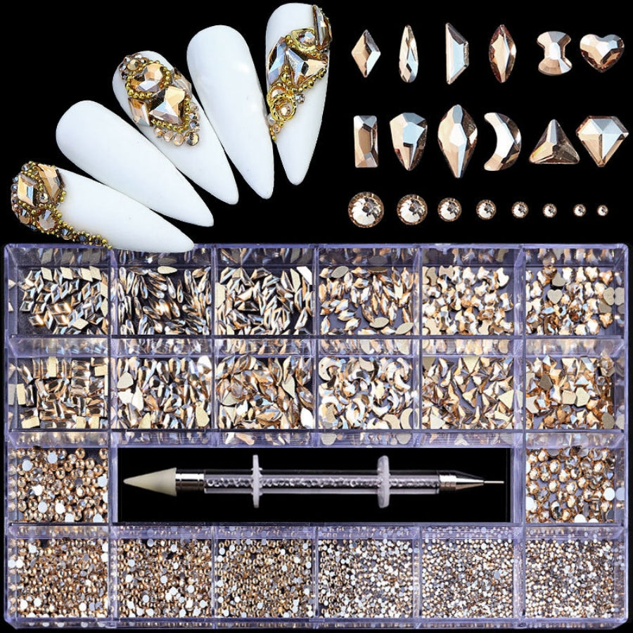 21 Grids Nail Rhinestones Set