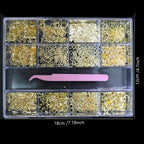 1 Box of Mixed-Style Small Metallic Nail Rivets, Attractive Gold DIY 3D Nail Decoration Studs