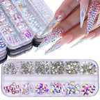New Style 12-Grid Nail Art Rhinestones Flatback Shaped AB Rhinestones Nail Art Decorations Accessories