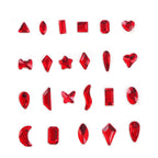 Red Small Flatback Shaped Rhinestones: Heart, Teardrop, Butterfly, Marquise | Christmas & New Year Nail Art Glass Ornaments | Factory Wholesale