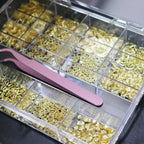 1 Box of Mixed-Style Small Metallic Nail Rivets, Attractive Gold DIY 3D Nail Decoration Studs
