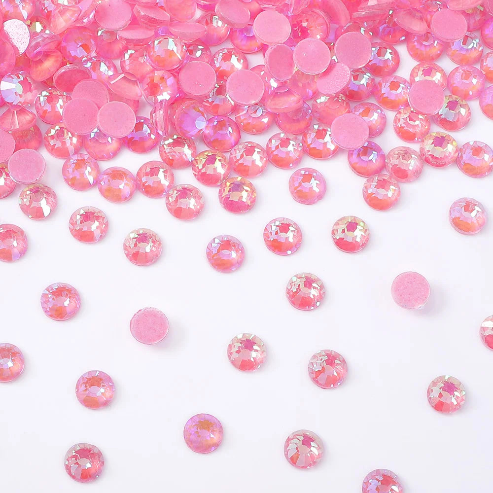 34Kinds Pink Color SS6-SS30 Crystal Rhinestones Ready Stock Non Hotfix Glue on Rhinestones for Gymnastics Performance Clothing