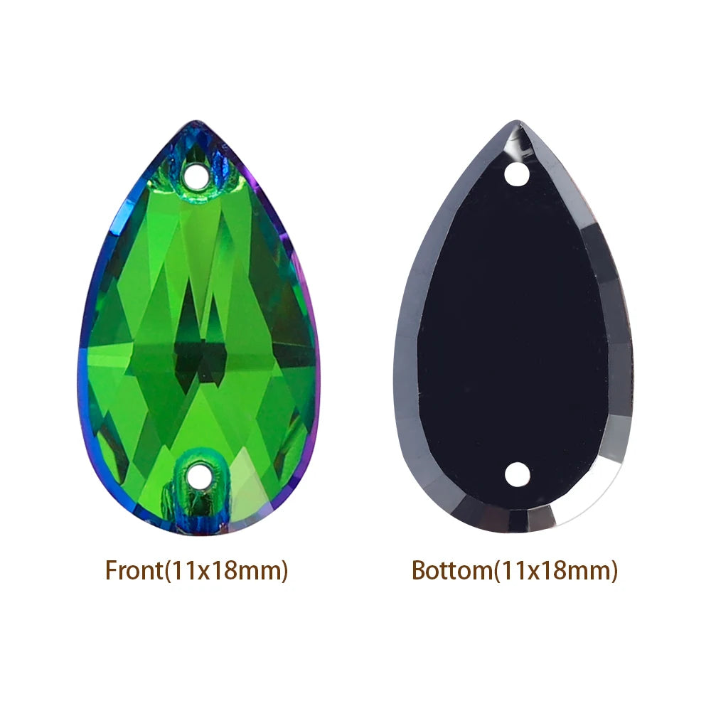 Hot Selling QIYI Brand 55 Colors Multi Size Multi Shape High Quality Flat Back Drop Sew-on Glass Crystal Rhinestones 16 Facets