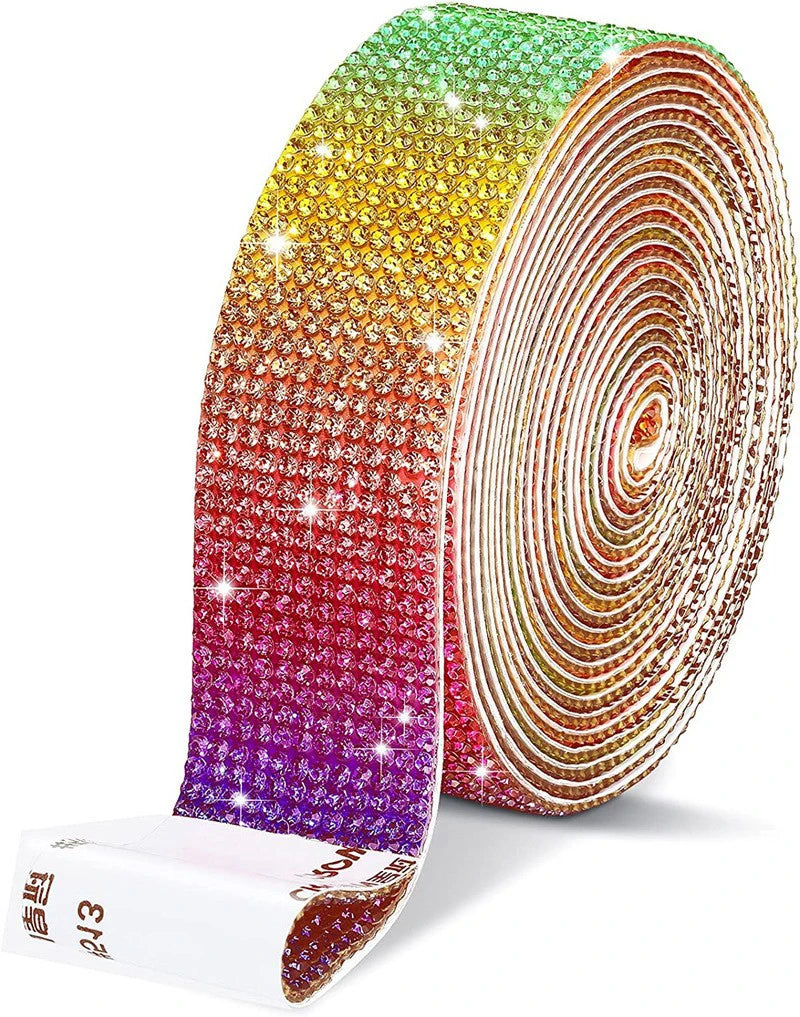 QIYI Wholesale Rhinestone Tape Self Adhesive Rhinestones Trimming Bling Crystal Glass Sheets Roll Wrap Sticker for Tumbler