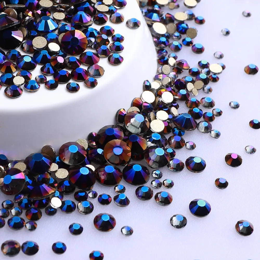 Wholesale Rhinestones 200 Colors 1440pcs  Mix Size Glue on Glass Flat Back Rhinestone Bulk Glass Rhinestone Crystal for Garment