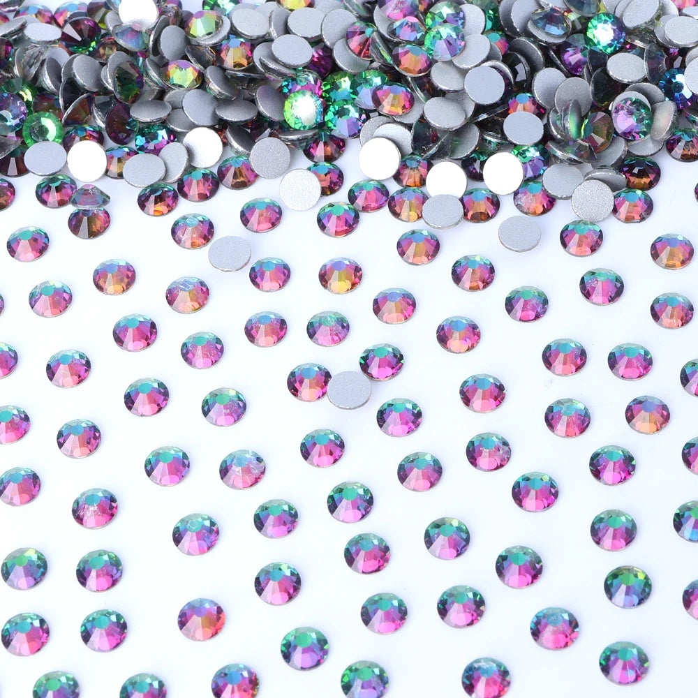 30 Kinds Green Rhinestone New Colors Wholesale Rhinestone Non Hotfix Flat Back Crystal Glass  for GYM Clothing