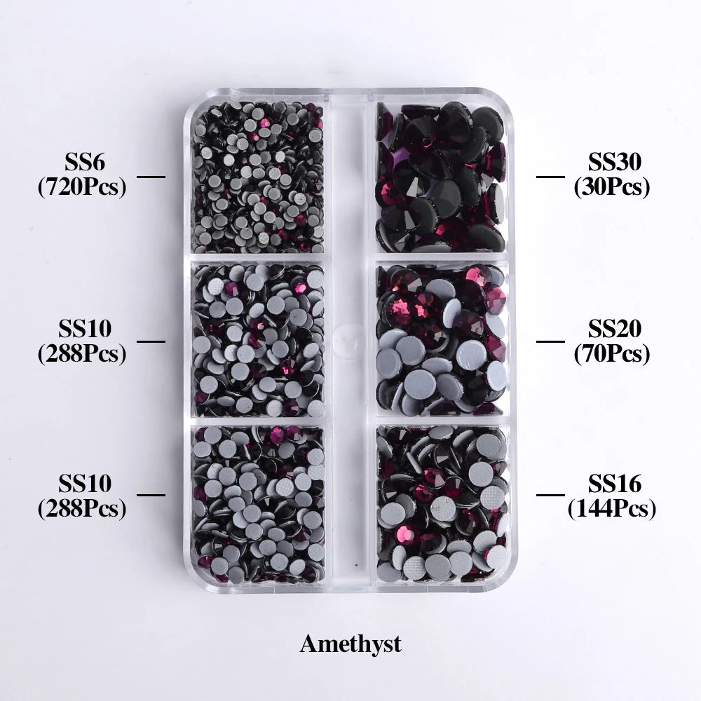 Hot Selling 6 Grid Hotfix Rhinestone Kit Mix Box Nail Charms Crystals Rhinestones Wholesale Stones for Jewellery Making