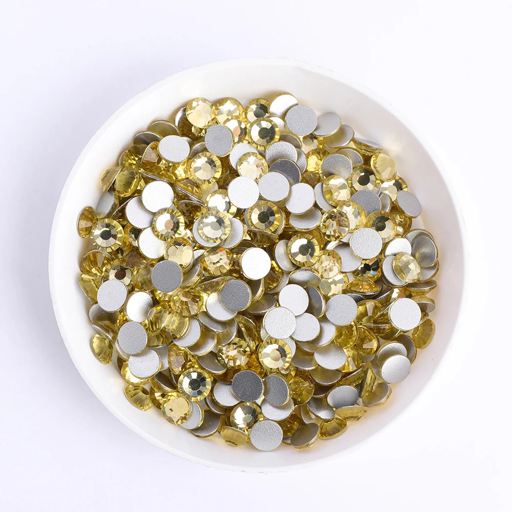 SS6-SS30 Wholesale Small Bag Non Hotfix Glue on 4A+ Quality Rhinestones Glass Crystal Flatback Regular Cut for Nail Art