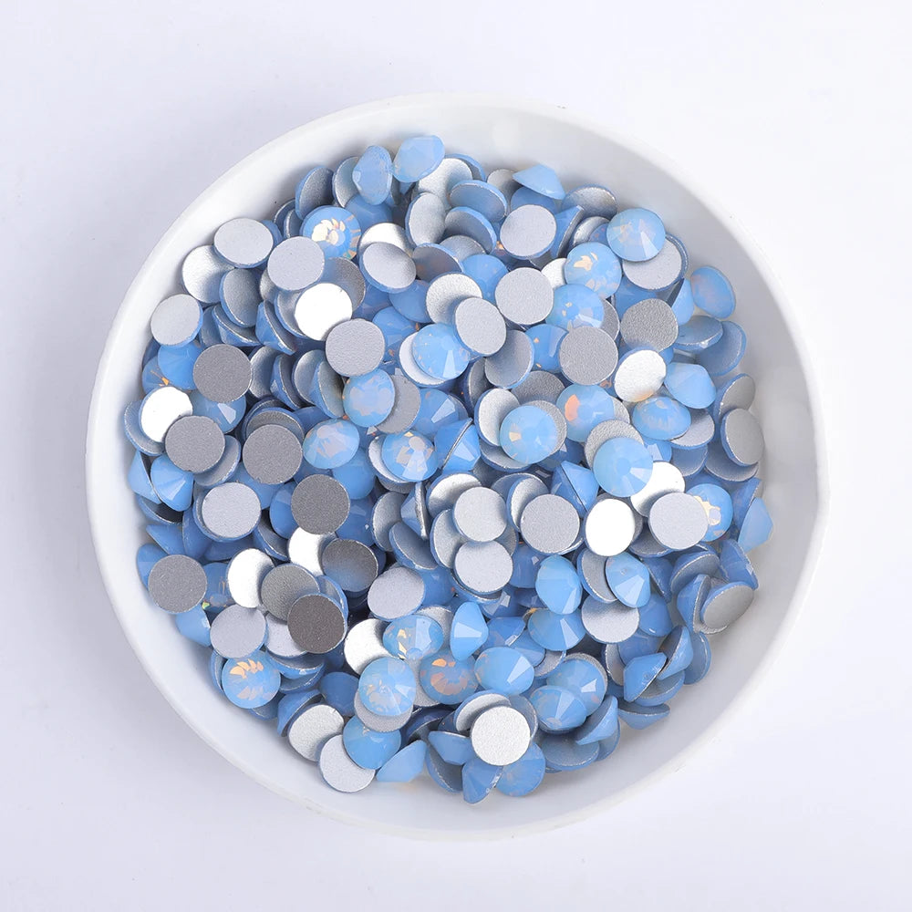 SS3-SS30 Non Hot Fix Glass White Opal Flat Back Crystal Stone Rhinestones for Nail Art Decoration