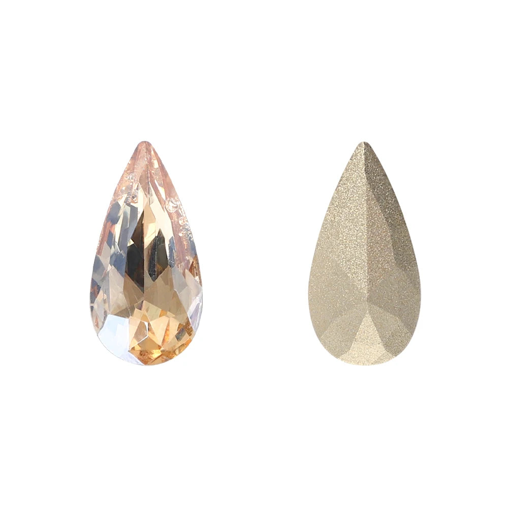 QIYI K9 Glass Tear Drop Shape Effect Color High Quality Fancy Shape Sparkling Bright Shining Point Back Stones for Decoration