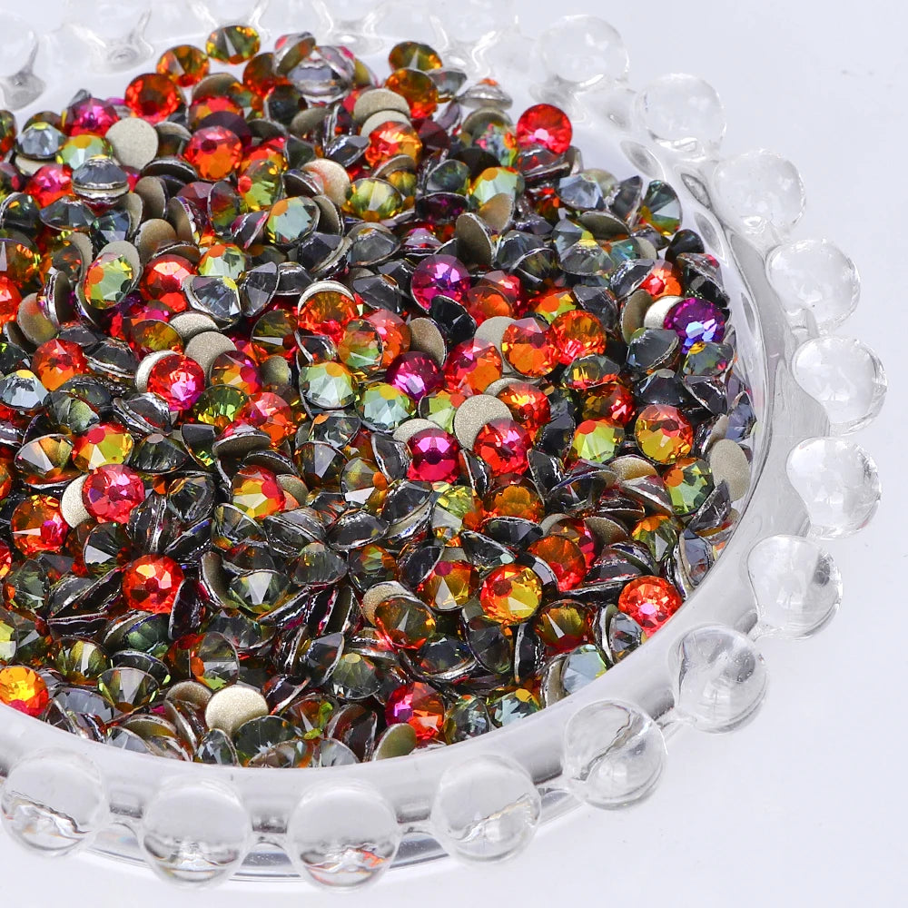 SS10-SS40 Colorful Non Hotfix Rhinestones Golden Base Flat Back Bling Glitter Glass Stones Crystal Strass Diamond for Nail
