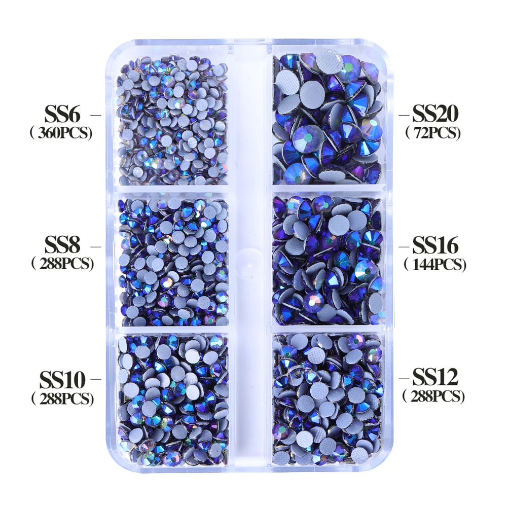 Wholesale SS6 SS10 SS16 SS20 SS30 6 Grid Mix Size Clear AB Rhinestone Hotfix Rhinestones for Costumes