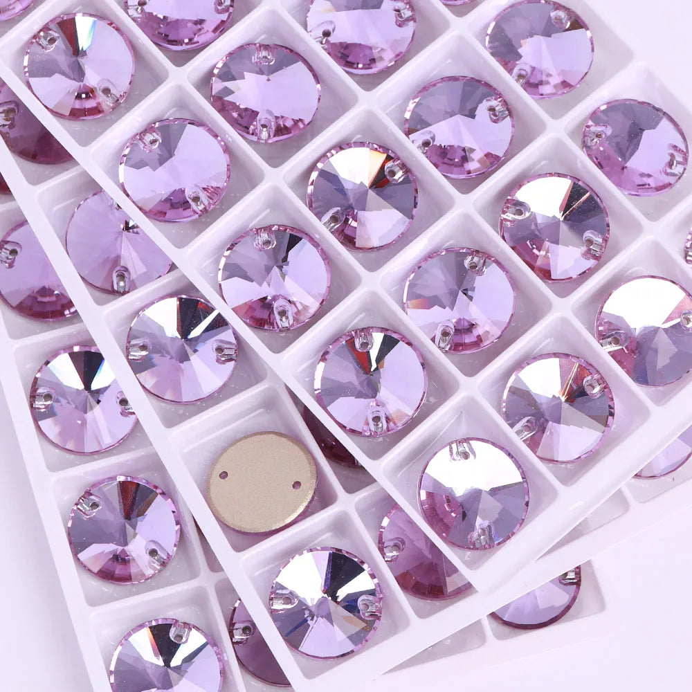 Wholesale Rivoli Rhinestones 55 Colors Crystal Strass AB Sew-on Rhinestones Glass Gems Clothing Flatback Sewing Stones for Women
