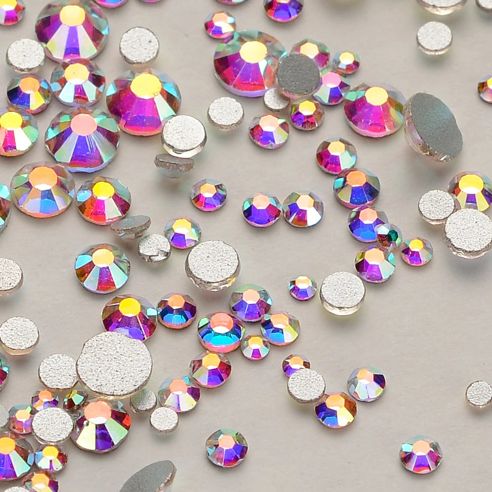 Wholesale Rhinestones Multi Sizes Colorful Non Hotfix Rhinestone Flat Back Nail Rhinestones for DIY Crafts