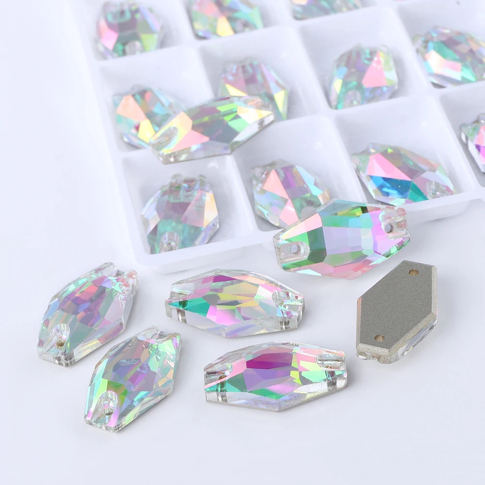 3261 QIYI Hexagon Innovative Design High Quality Durable Pure Luxury Glass Crystal Sew-on Stone Rhinestones for Wedding Dress