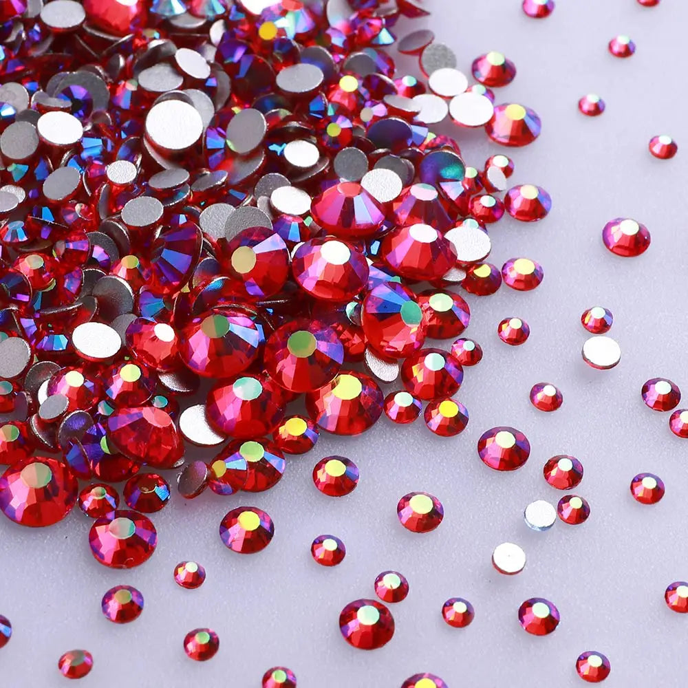Wholesale 100 Colors Ss4-ss20 Mix Size Strass Crystal Rhinestones Non Hotfix Round Glass Stones Glue on Nail Gems Decoration