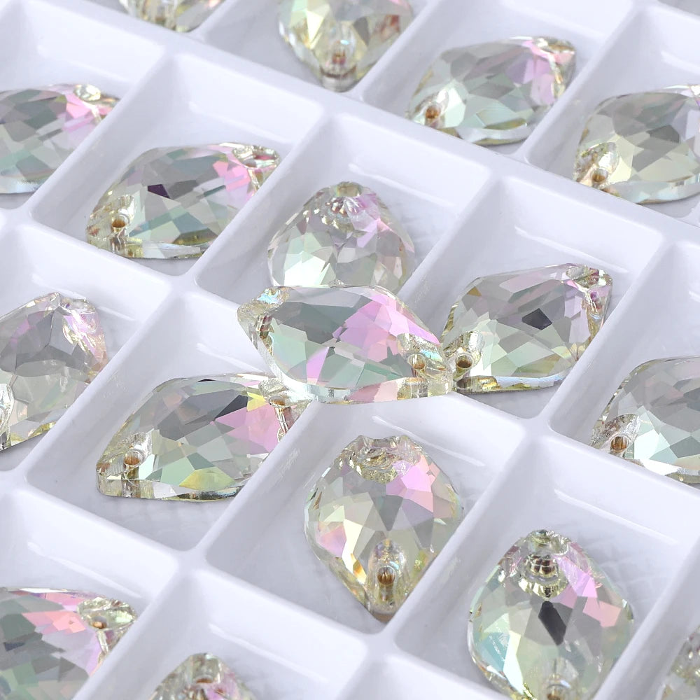 Wholesale Lemon AB Crystal Bling Custom Sew-on Rhinestones 5A Quality FlatBack 2 Holes Sewing Stones Bling Wedding Decoration