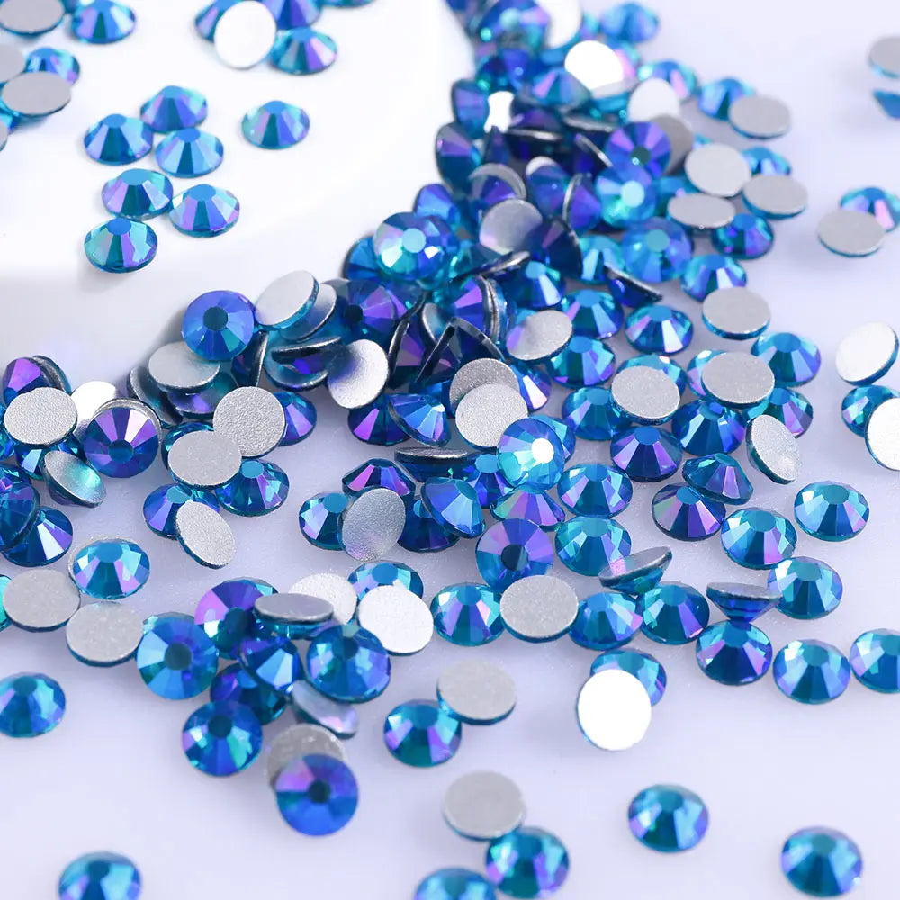 Wholesale Glitter Glass AB Crystals Strass Flatback  Rhinestones Bulk Non Hotfix Gltteri Diamond for Fashion Jewelry Earring