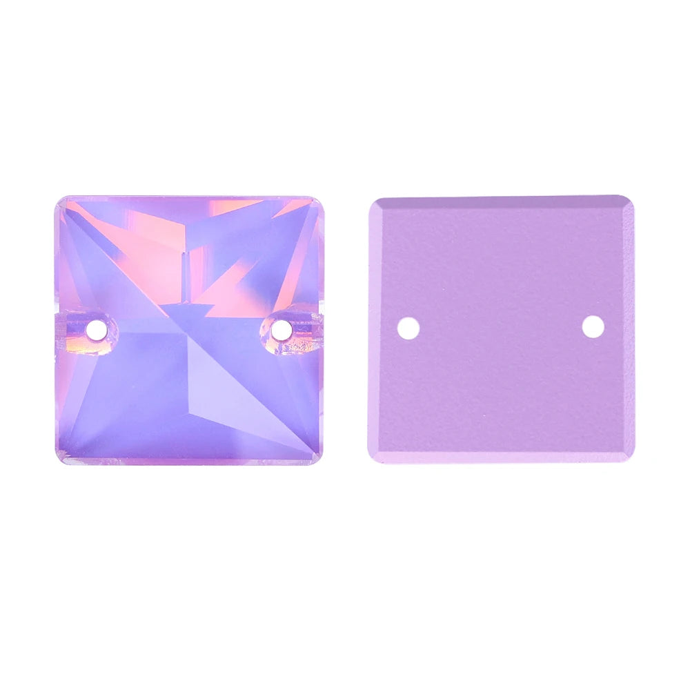 Wholesale Custom Square Sew-on Loose Rhinestones 5A Quality Crystal FlatBack 2 Holes 12 Facets Sewing Bling Decoration