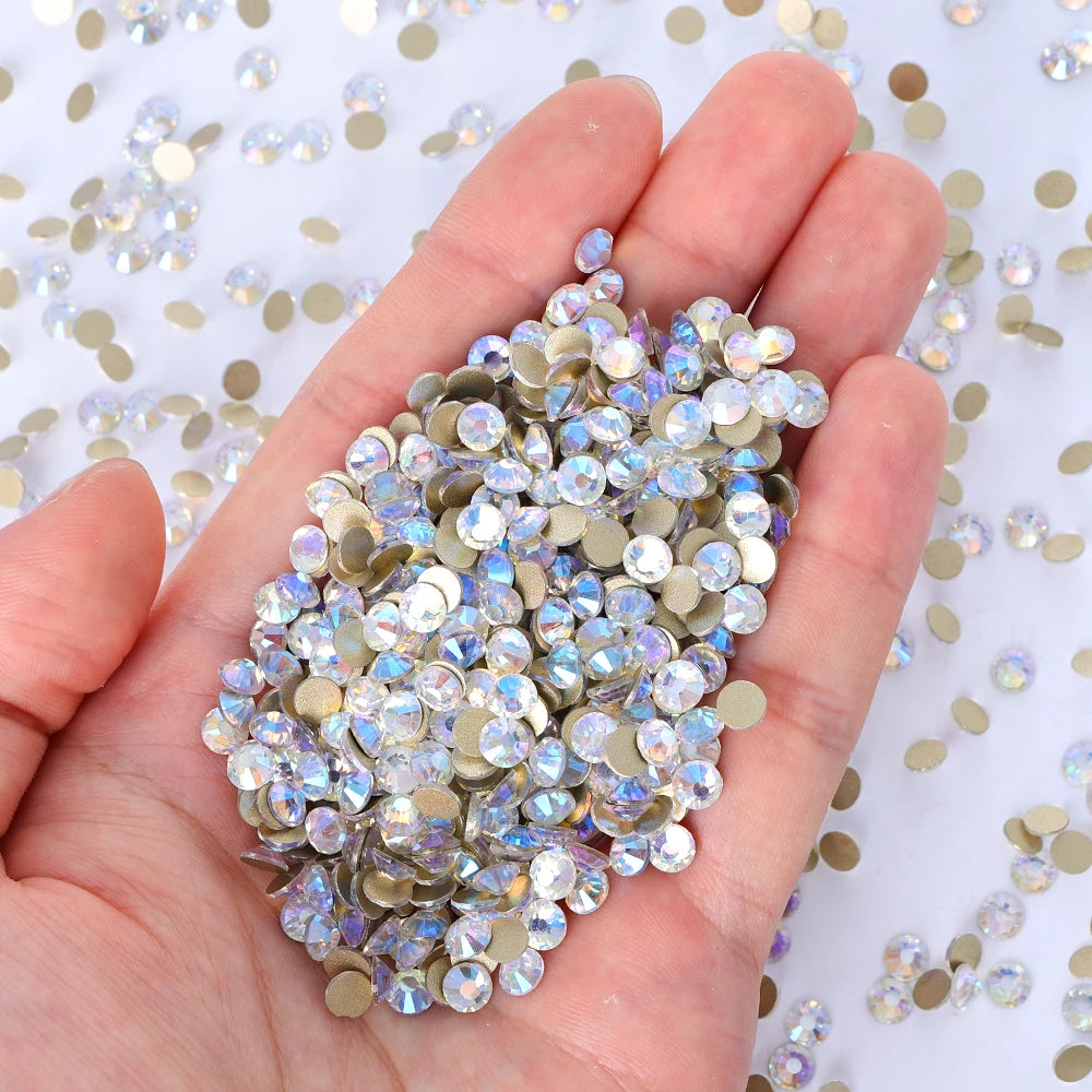 QIYI Wholesale Top Quality Non Hot Fix Strass Nail Stones Flatback Glass Crystal AB Rhinestone