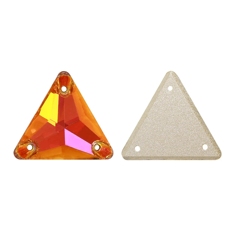 3270 Factory Direct 12mm/16mm/22mm Different Sizes 55+ Colors Top Quality Durable Grade AAAAAA Glass Triangle Sew-on Rhinestone