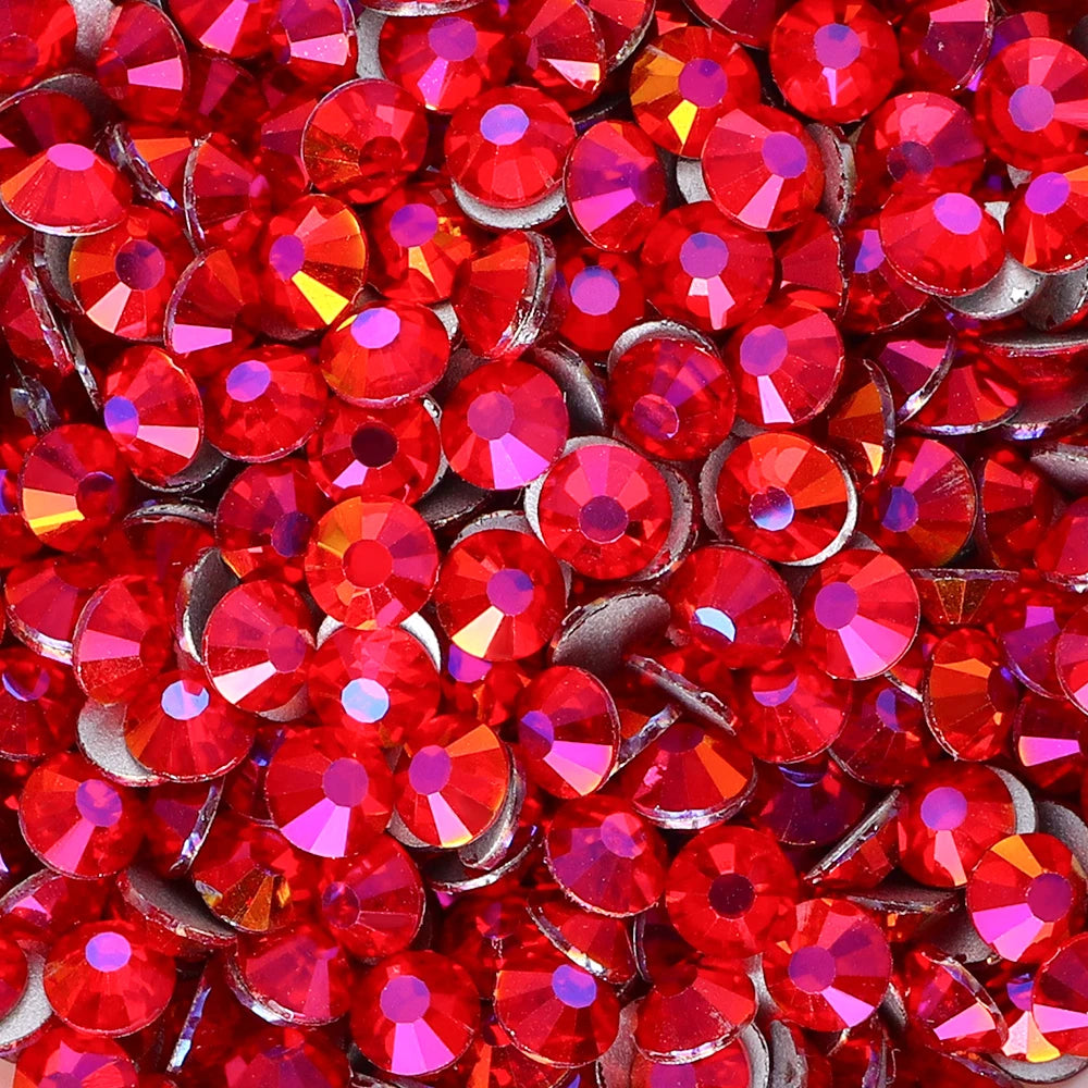 Ready Stock 10 Kinds Red Colors S6-SS30 Bulk Regular Cut 12 Facets 4A+ Rhinestones Crystal Angola 2024 New Design Glass Clothing