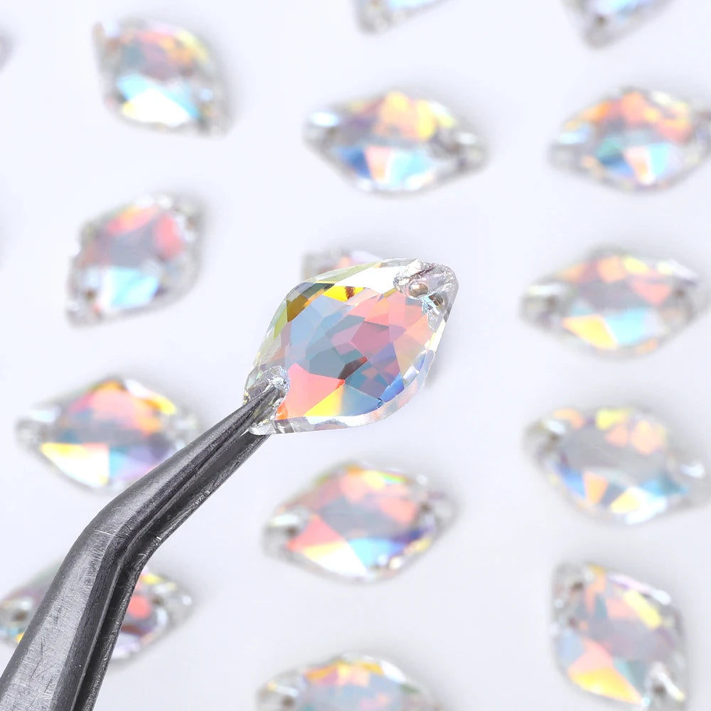 Wholesale Lemon AB Crystal Bling Custom Sew-on Rhinestones 5A Quality FlatBack 2 Holes Sewing Stones Bling Wedding Decoration