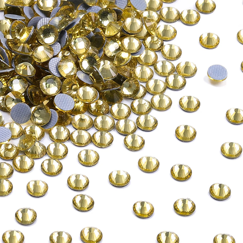 Factory Price Hotfix Glass Crystal Flat Back Rhinestone Round Hotfix Crystal Stone Shine Blilng  for Clothing Accessories