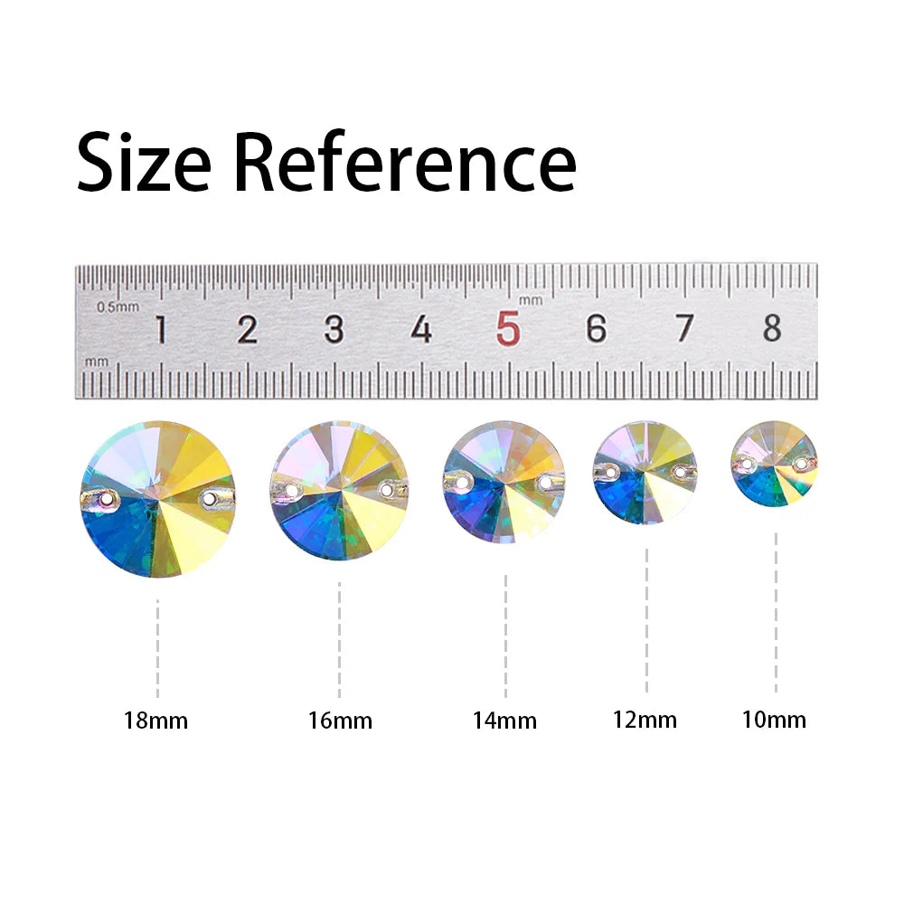 Top Quality Rivoli  80+ Colors Rhinestones Crystal AB Sew-on Rhinestones Glass Gems Clothing Flatback Sewing Stones for Women