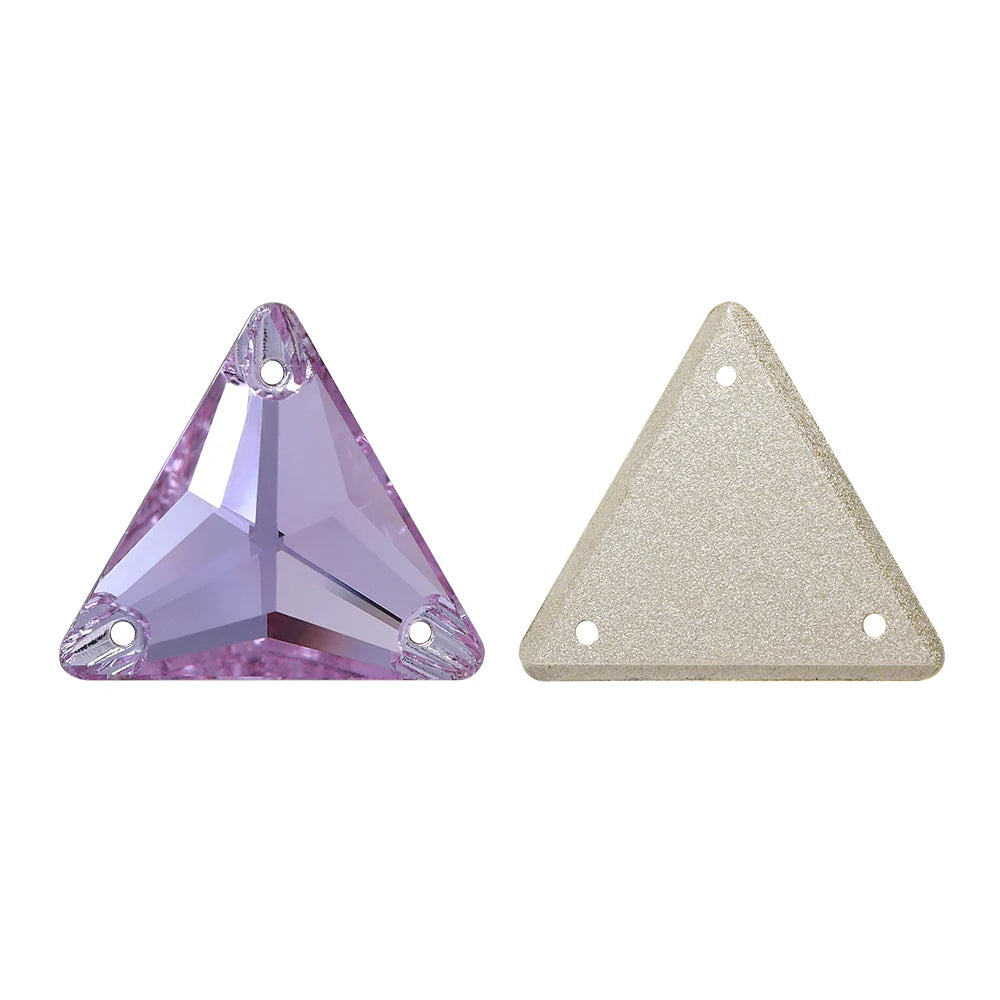 3270 Factory Direct 12mm/16mm/22mm Different Sizes 55+ Colors Top Quality Durable Grade AAAAAA Glass Triangle Sew-on Rhinestone