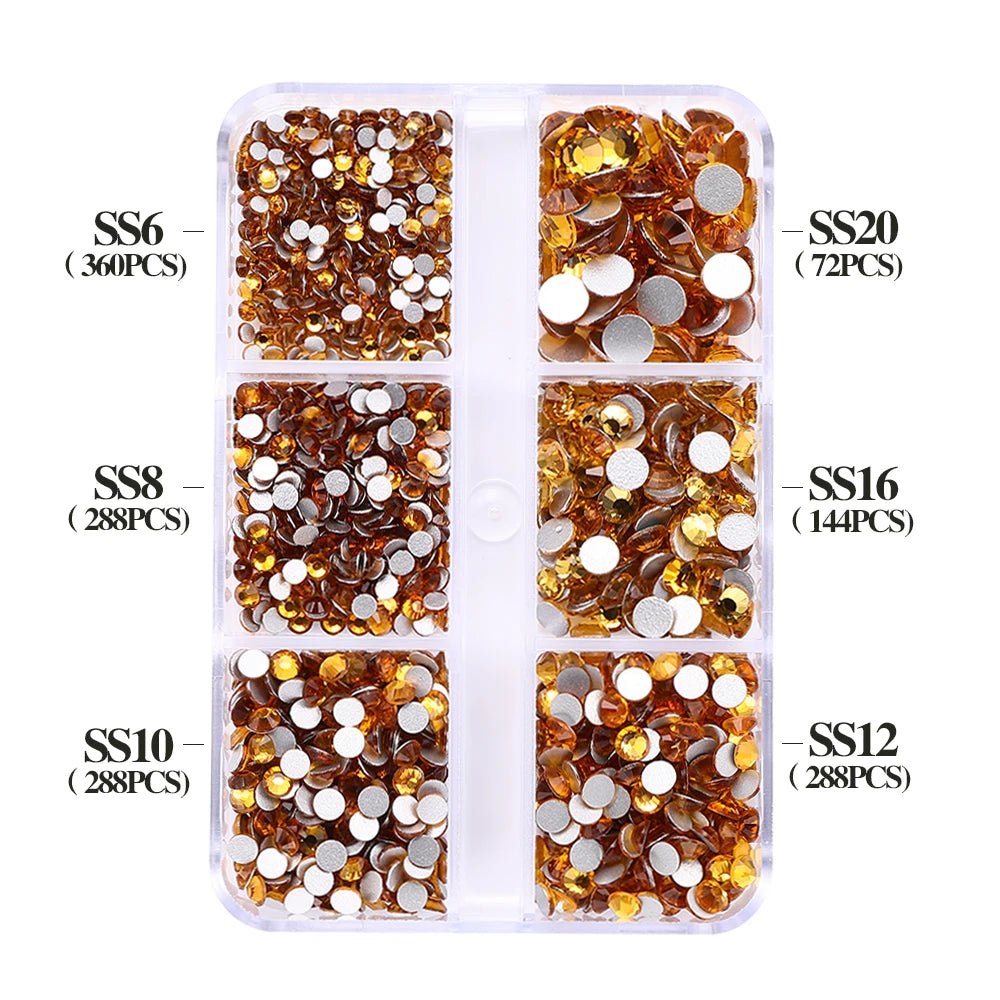 Wholesale Round Crystal Mixed Size Ss6-ss20 Flat Back Non Hot Fix Rhinestones With Box Package