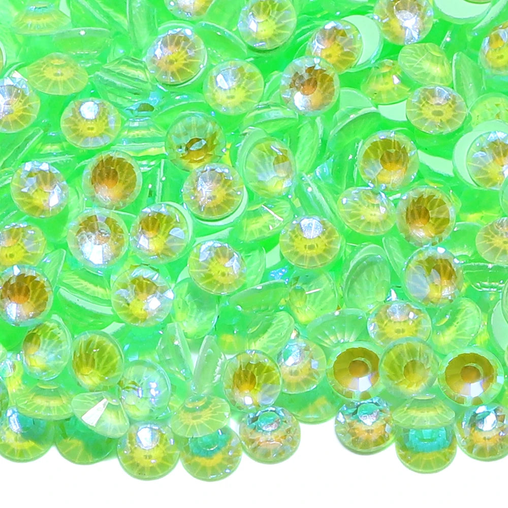 30 Kinds Green Rhinestone New Colors Wholesale Rhinestone Non Hotfix Flat Back Crystal Glass  for GYM Clothing