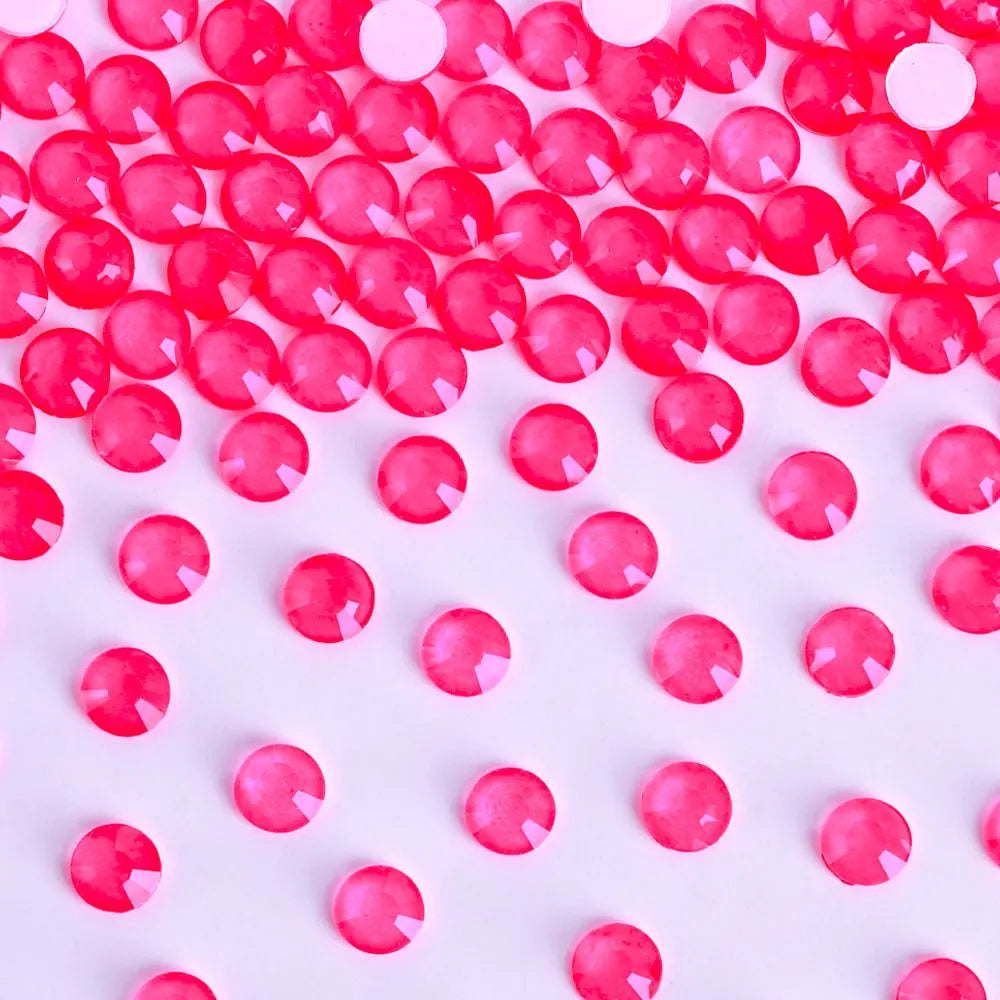 QIYI Neon  Factory Wholesale Rhinestone Non Hotfix Neon Flat Back Crystal Pink Glass Rhinestones for DIY Nail Clothing