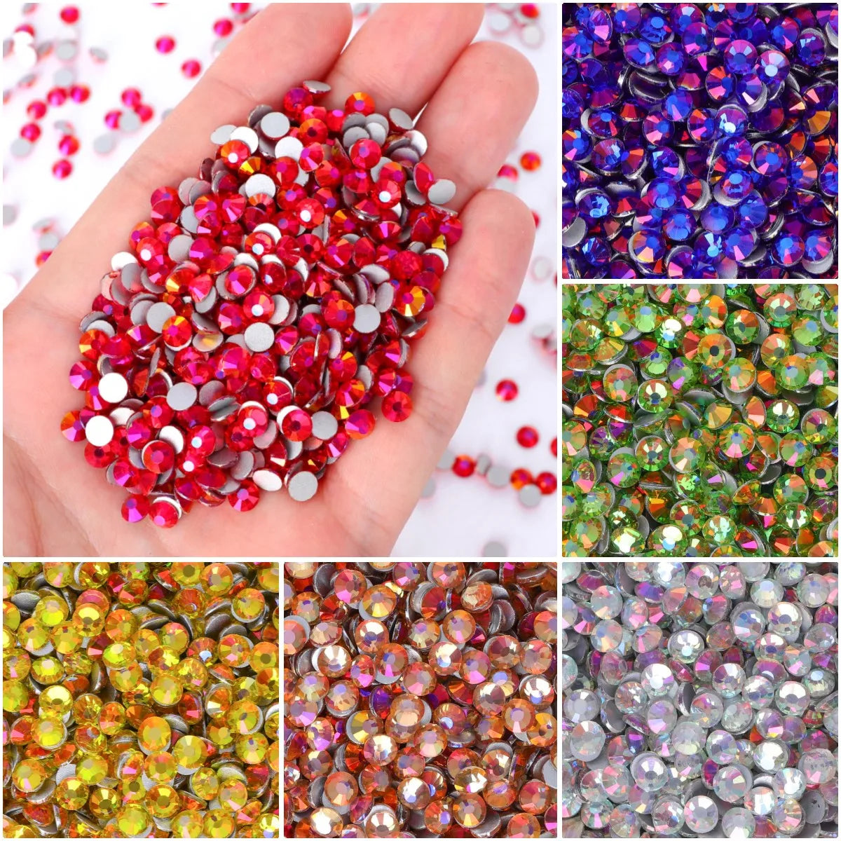 QY Wholesale SS3-SS50 Colorful Non Hotfix Rhinestones Bulk Glitter Crystal Glue on Strass Diamond Rhinestone Bling for Tumbler