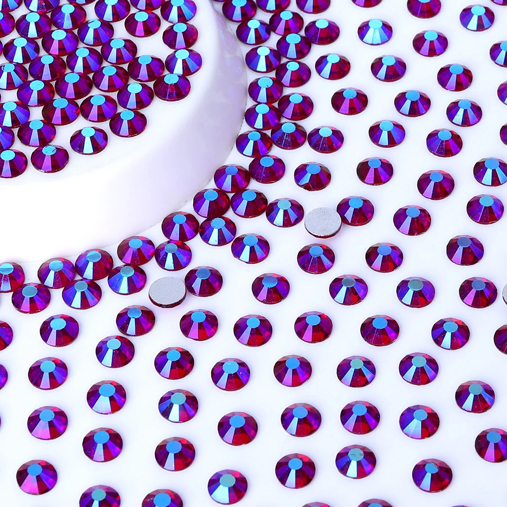 QIYI 2024 Wholesale High Quality Luxury Fashion Style Red AB Non Hofix Glass Flat Back Rhinestone for Decorate Garments Nail Art