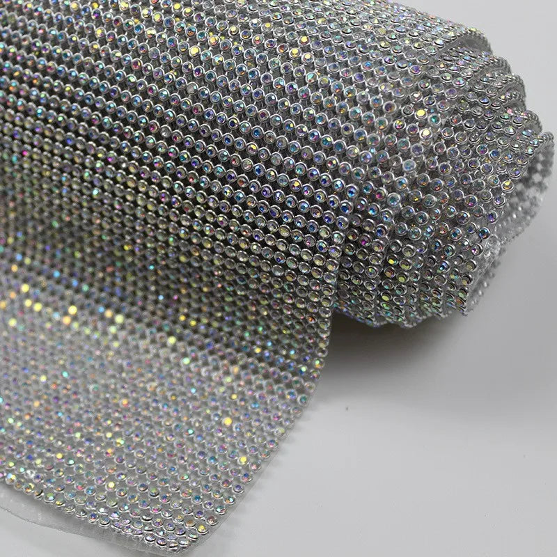 Hot Sale 45*120 CM Rhinestones Mesh Crystal Glass Rhinestone Sheet Aluminum Trimming for Garment DIY Decoration