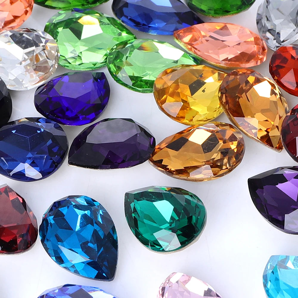 2024 Hot Selling Customer-Favorite K9 Glass Top Quality Crystal Point Back Drop Shape Rhinestones for Clothing Accessories