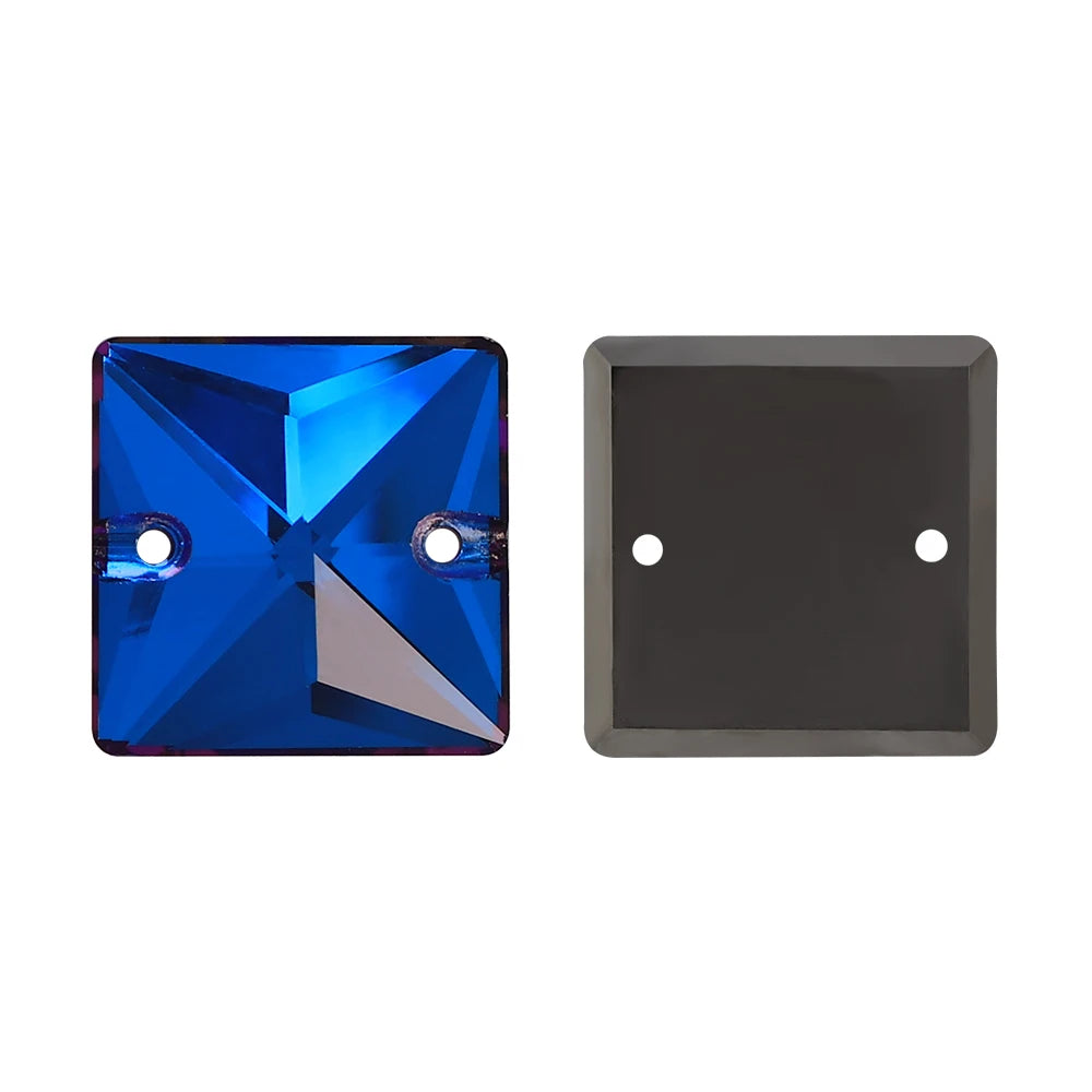 Wholesale Custom Square Sew-on Loose Rhinestones 5A Quality Crystal FlatBack 2 Holes 12 Facets Sewing Bling Decoration