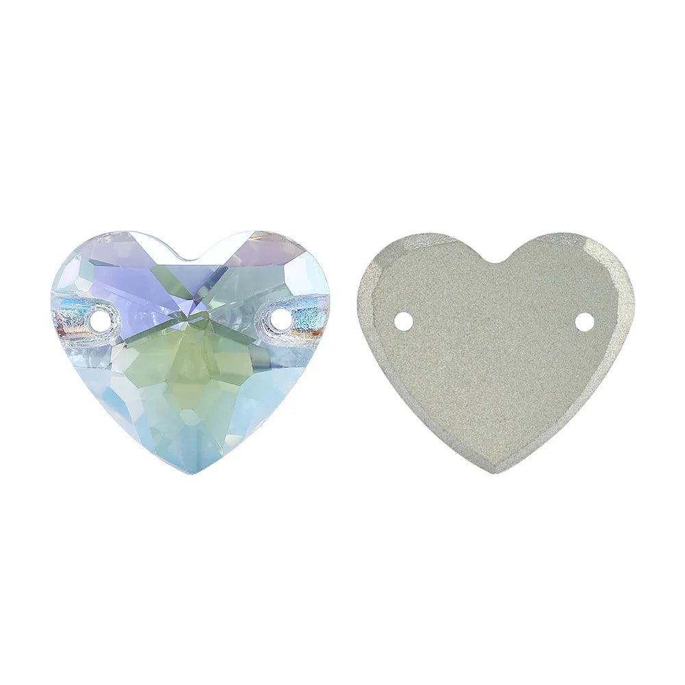 QIYI Factory Direct Wholesale Popular Fashion Design Bright Pure Versatile Minimalist Heart Shape Sew-on Rhinestones  3259
