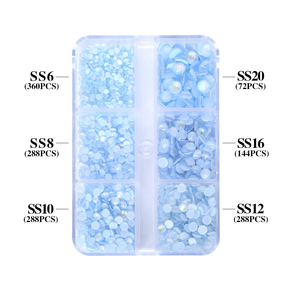 QIYI Wholesale Rhinestones Bulk 6 Grid Box Mocha SS6-SS20 Nail Charms Glass Crystal Manicure Accessories Nail Art