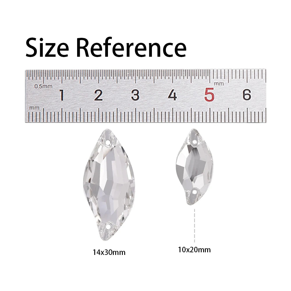 Wholesale Custom Sew-on Rhinestones 5A Quality Crystal FlatBack 2 Holes Sewing Diamond Leaf Stones Bling Wedding Decoration