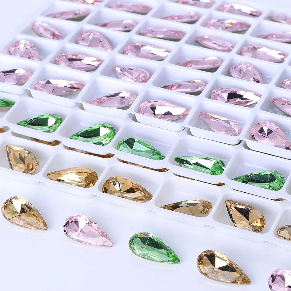 New Arrival Tear Drop Shape K9 Glass Grade AAAAAA Fancy Shape Sparkling Bright Shining Point Back Loose Customized Rhinestones