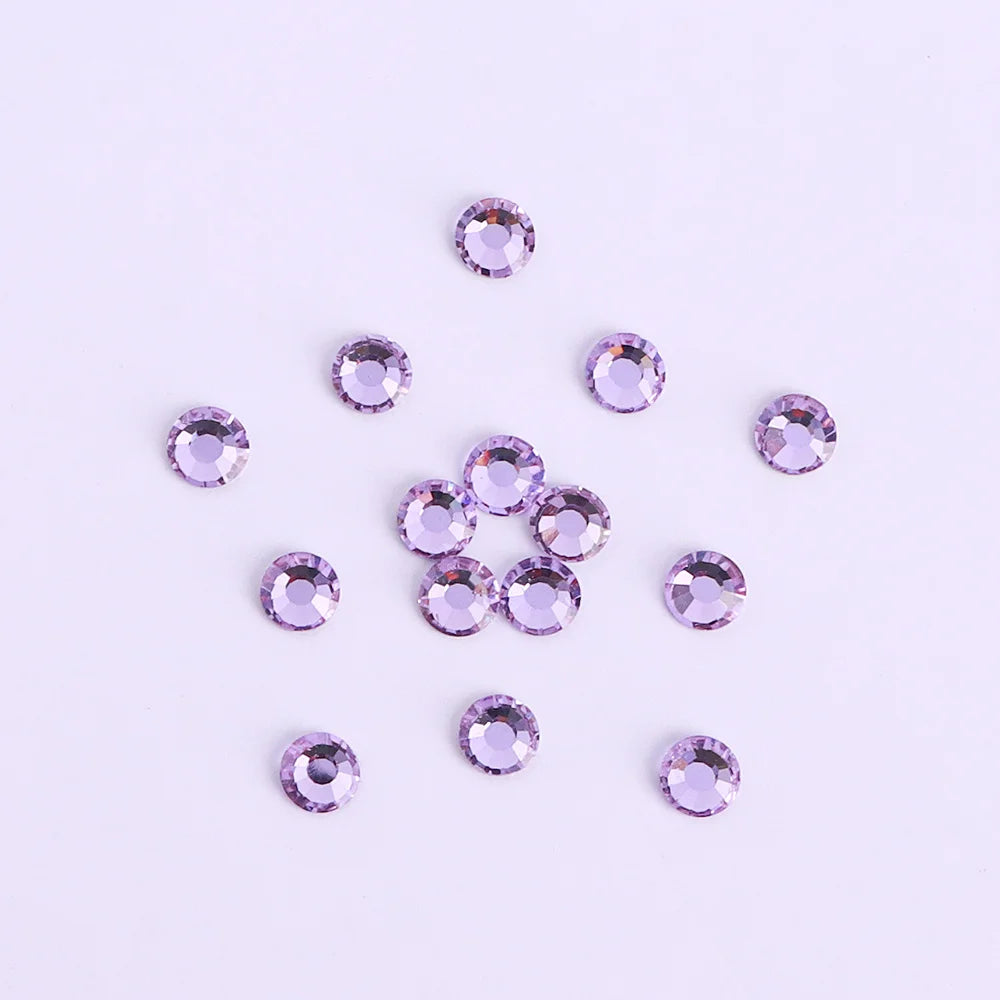 Hot Selling 1440 Nail Charms Lavender Glass Rhinestones Grade AAAAAA Loose Flatback Non Hot Fix for Jewelry Qiyi Brand
