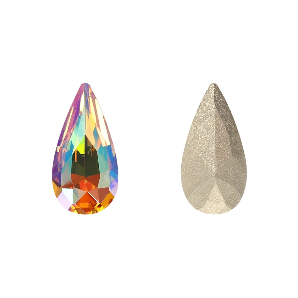 QIYI K9 Glass Tear Drop Shape Effect Color High Quality Fancy Shape Sparkling Bright Shining Point Back Stones for Decoration
